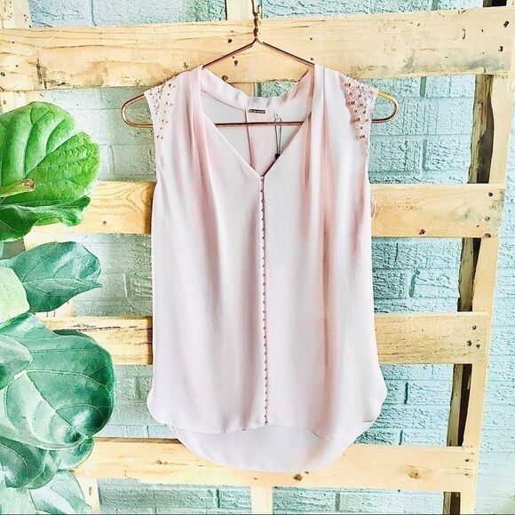 NWT Elie Tahari Silk Pink Bead Sleevless Blouse - Picture 1 of 11